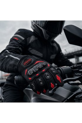 Buldug Profesyonel Görünümlü Tam Parmak Motosiklet Eldiveni Eklem Korumalı