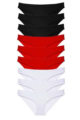 Ethab Ticaret Glb-Stl41414 9 Adet Süper Eko Set Likralı Kadın Slip Külot Siyah Kırmızı Beyaz
