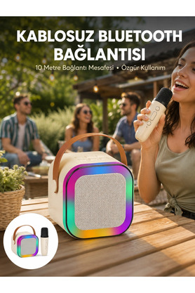 Dunai Store Mey İthalat® Karaoke Mikrofon Hoparlör Seti 6 Saat Kullanım Süresi Yeni Nesil