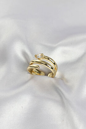 Evi̇mdeyokyok Pi̇ri̇nç Gold Renk Sarmal Yılan Model Kadın Yüzük Tj-Byk4197
