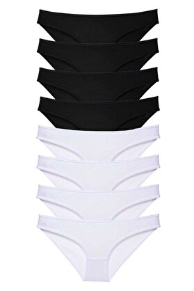 Ethab Ticaret Glb-Stl41414 8 Adet Süper Eko Set Likralı Kadın Slip Külot Siyah Beyaz