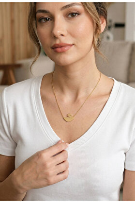 Ethab Giyim 316L Çelik Gold Renk Zincir Kuğu Model Kadın Kolye 5886 - Glst2810-9002