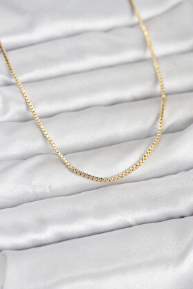 Ethab Giyim Cm 14K Gold Renk Kare Zincirli Model 60 Cm Kadın Kolye 5886 - Glst7232-7537