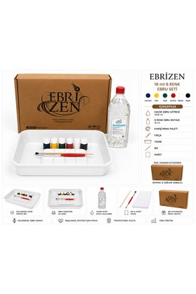 EBRİZEN 6 Renk Ebru Sanatı Başlangıç Seti – 16 ml Yoğun Pigment Boya – Hazır Kitre – Geleneksel Türk Sanatı Hobi ve Eğitim Seti