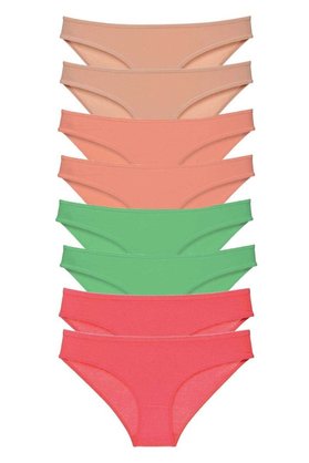 Ethab Ticaret Glb-Stl41414 8 Adet Süper Eko Set Likralı Kadın Slip Külot Ten Pudra Yeşil Fuşya