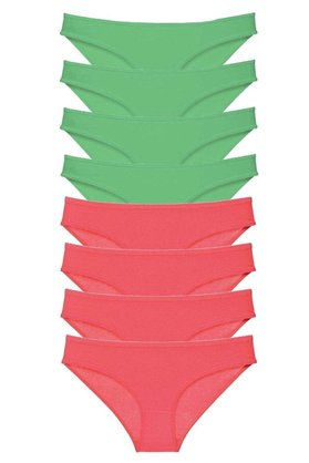 Ethab Ticaret Glb-Stl41414 8 Adet Eko Set Likralı Kadın Slip Külot Yeşil Fuşya