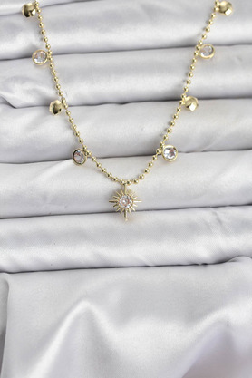 Ethab Giyim Zirkon Taşlı Kutup Yıldızı Model Pirinç Gold Renk Kadın Kolye 5886 - Glst1230-7513