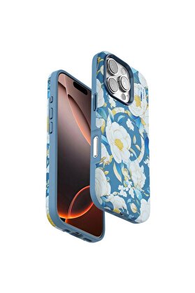 Ethab Ticaret Glb-Stl41414 Onegif İphone 16 Pro Max Flower Series Magsafe Kapak - Mavi