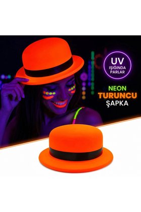 Eco Lounge Neon Turuncu Uv Parti Şapkası Plastik