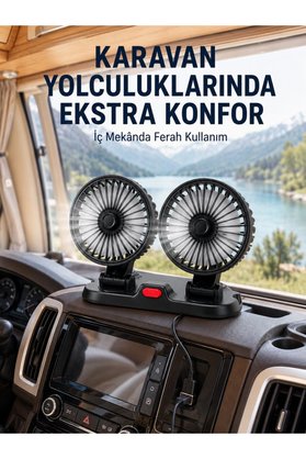 Ethab Giyim Usb Bağlantılı Çift Başlıklı Araç İçi Soğutma Vantilatörü - Glst2934-1562
