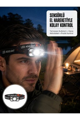 Ethab Giyim Şarj Edilebilir Led Far Hareket Sensörlü 5 Modlu Outdoor Yeni Nesil - Glst4848-3499