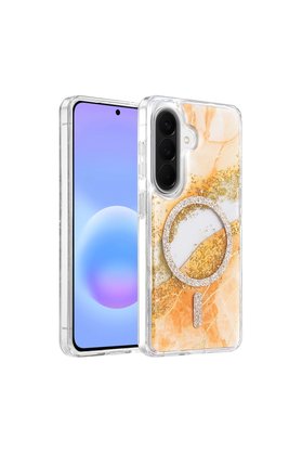 Evimdeyokyok Onegif Samsung Galaxy A56 Lotus Simli Magsafe Kapak - Turuncu