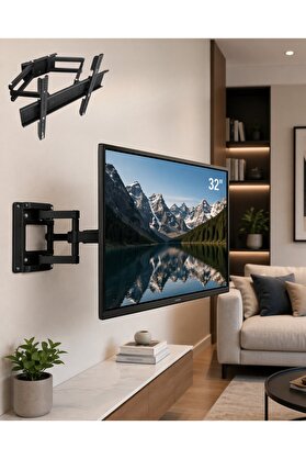 Ethab Giyim 32 55 İnç Hareketli Tv Askı Aparatı Duvar Tipi Döner Eğimli Televizyon Askıs - Glst8652-187