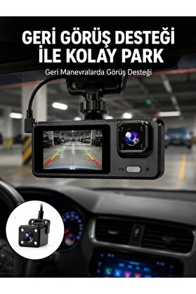 Bezos 1080P 3 Kameralı Araç Dvr – Döngü Kayıt Ve Geri Görüş Özellikli Yeni Nesi - Hpsbyı3684-5
