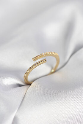 Jenerik Gold Renk Zirkon Taşlı Yılan Tarz Kadın Yüzük 5886 Yüzük Ve Kombinler Altın