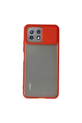 Evimdeyokyok Xiaomi Mi 11 Lite Kılıf Palm Buzlu Kamera Sürgülü Silikon - Kırmızı