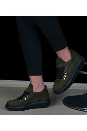 Colezium Kadın Spor Casual Süet Ayakkabı Haki Renk