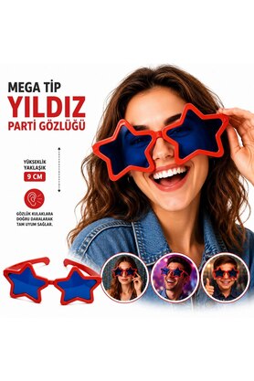 Evi̇mdeyokyok Mega Ti̇p Yıldız Parti̇ Gözlüğü Kırmızı Renk