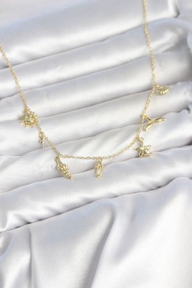 Evimdeyokyok Pirinç Gold Renk Minimal Deniz Konsept Kadın Kolye Tj-Bko11150