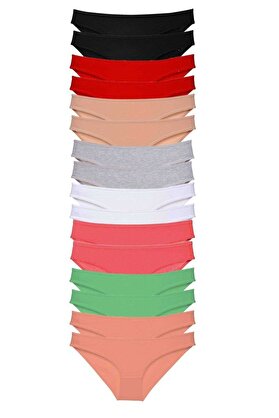Ethab Ticaret Glb-Stl41414 16 Adet Süper Eko Set Likralı Kadın Slip Külot 8 Renkli