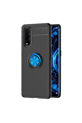 Evimdeyokyok Oppo Find X2 Kılıf Range Yüzüklü Silikon - Siyah-Mavi