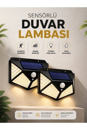 Ethab Giyim Solar Sensörlü Duvar Lambası Bahçe Lambaso Parlak Beyaz Işık Suya Dayanıklı - Glst3673-3188