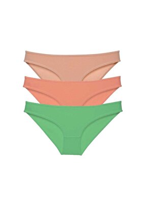 Ethab Ticaret Glb-Stl41414 3 Adet Süper Eko Set Likralı Kadın Slip Külot Ten Pudra Yeşil