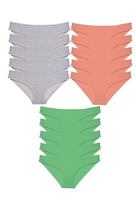 Ethab Ticaret Glb-Stl41414 15 Adet Süper Eko Set Likralı Kadın Slip Külot Gri Pudra Yeşil