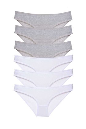 Ethab Ticaret Glb-Stl41414 6 Adet Süper Eko Set Likralı Kadın Slip Külot Gri Beyaz
