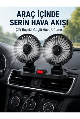 Ethab Giyim Ayarlanabilir Çift Başlıklı Sessiz Araç İçi Vantilatör - Glst2061-1856
