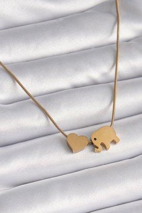 Ethab Giyim 316L Çelik Gold Renk Fil Kalp Figürlü Kadın Kolye 5886 - Glst3185-4720