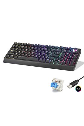 Evi̇mdeyokyok Mekani̇k Klavye 104 Tuş Blue Swi̇tch Rgb - Si̇yah G500Xb