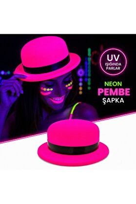 Aknca Neon Pembe Uv Parti Şapkası Plastik