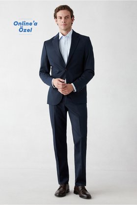 Kiğılı 7 Drop Slim Fit Dar Kesim Mono Yaka Likralı Düz Takım Elbise