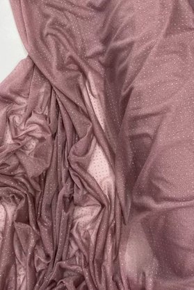Mestore Yağmur Damlası Simli Abiye Elbise Şallık Tül Kumaş Koyu Gül Kurusu 36