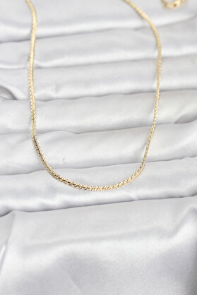 Ethab Giyim Cm 14K Gold Renk Yassı Zincir Model 60 Cm Kadın Kolye 5886 - Glst5088-8050