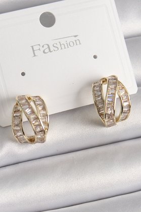 Hbg Markt Pirinç Gold Renk Zirkon Taşlı Düğüm Halka Model Kadın Küpe 5886