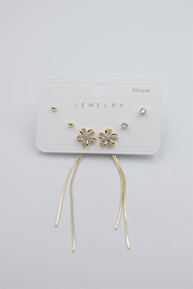Ethab Ticaret Glb-Stl41414 Çoklu Set Küpe - Altın