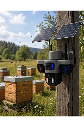 Verah Güneş Enerjili Yayla Kamerası 4G Sım Kartlı 3 Lensli Bahçe Güvenlik Kamerası - Verah15425-4