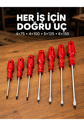 Eco Lounge Manyetik Uçlu 7 Parça Tornavida Seti Düz Ve Yıldız Tornavida