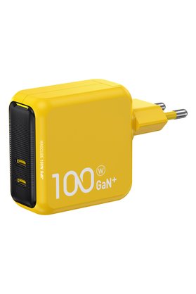 Aohi Magcube 2 Portlu Şarj Adaptörü GaN+ 100W Hızlı Şarj Cihazı Sarı