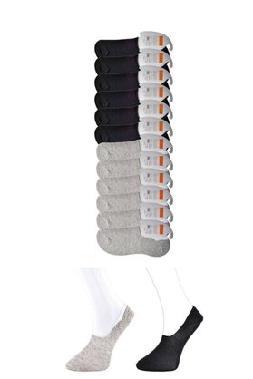 Ethab Ticaret Glb-Stl41414 Siyah Ve Gri Erkek Babet Çorap 12 Çift