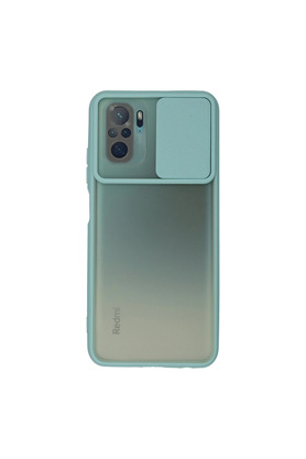 Evimdeyokyok Xiaomi Redmi Note 10 Kılıf Palm Buzlu Kamera Sürgülü Silikon - Turkuaz