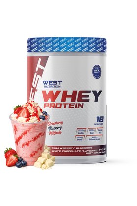 West Nutrition Whey Protein Tozu 540 gr 18 Servis Çilek&Yabanmersini Milkshake Aromalı
