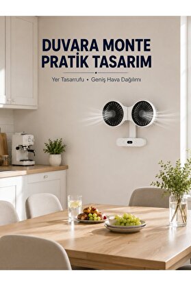 Ethab Giyim Dijital Göstergeli Çift Fan Başlıklı Masa Vantilatörü - Glst8102-2498