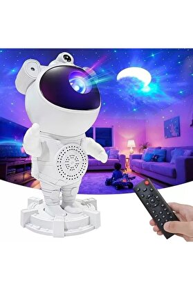 Evi̇mdeyokyok Astronot Galaksi̇ Projektör Gece Lambası Bluetoothlu Uzaktan Kumandalı Hoparlörlü