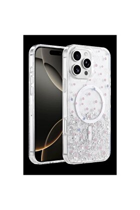 Ethab Ticaret Glb-Stl41414 Onegif İphone 16 Pro Max Misk Simli Magsafe Kapak - Desen 1