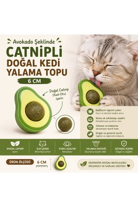 Ethab Ticaret Avokado Şeklinde Catnipli Doğal Kedi Yalama Topu 6 Cm