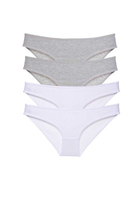 Ethab Ticaret Glb-Stl41414 4 Adet Süper Eko Set Likralı Kadın Slip Külot Gri Beyaz