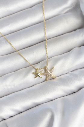 Evimdeyokyok Pirinç Gold Renk Minimal Yıldız Model Kadın Kolye Tj-Bko11147